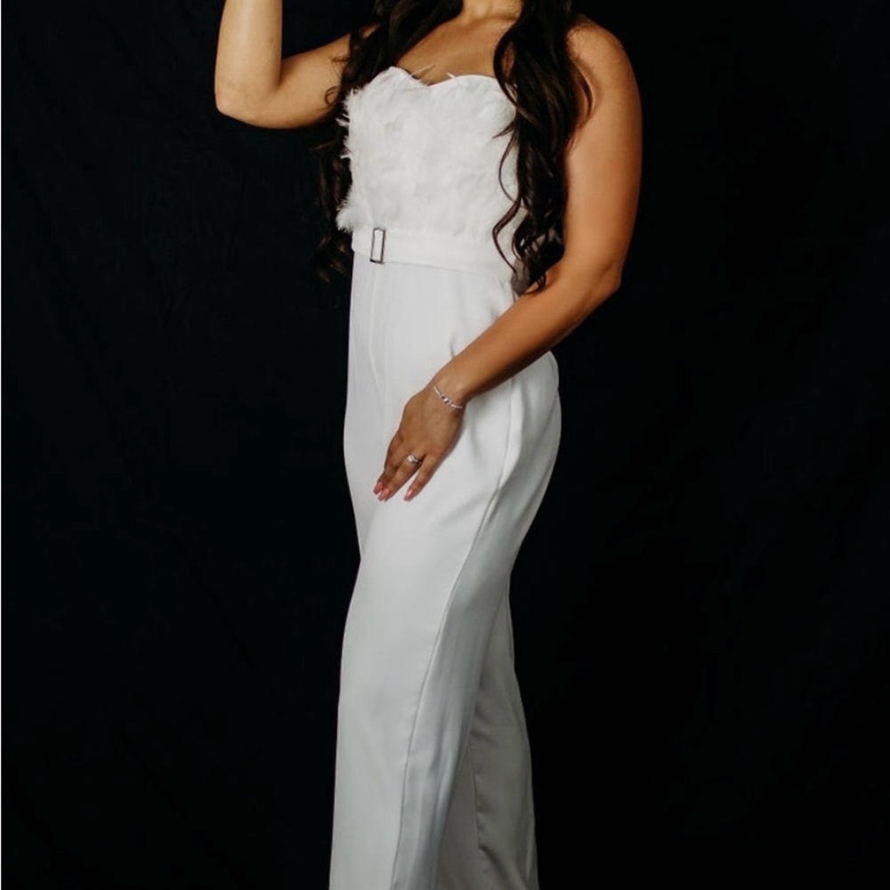 White feather jumpsuit. Size medium